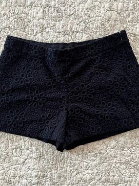 J. Crew Black Eyelet Side-zip Micro Shorts Sexy